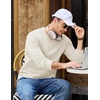 COOFANDY Mens Casual Crewneck Sweater Long Sleeve Waffle Knit Pullover(White)