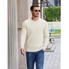 COOFANDY Mens Casual Crewneck Sweater Long Sleeve Waffle Knit Pullover(White)
