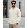 COOFANDY Mens Casual Crewneck Sweater Long Sleeve Waffle Knit Pullover(White)