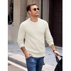 COOFANDY Mens Casual Crewneck Sweater Long Sleeve Waffle Knit Pullover(White)