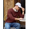COOFANDY Mens Casual Crewneck Sweater Long Sleeve Waffle Knit Pullover(Wine Red)