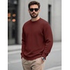 COOFANDY Mens Casual Crewneck Sweater Long Sleeve Waffle Knit Pullover(Wine Red)