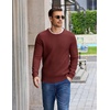 COOFANDY Mens Casual Crewneck Sweater Long Sleeve Waffle Knit Pullover(Wine Red)