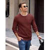 COOFANDY Mens Casual Crewneck Sweater Long Sleeve Waffle Knit Pullover(Wine Red)