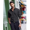 COOFANDY Men’s Dress Shirts Long Sleeve Casual Button Down Shirt Solid Regular Fit Formal Business Shirts(Black-white Geometry)
