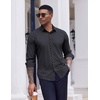 COOFANDY Men’s Dress Shirts Long Sleeve Casual Button Down Shirt Solid Regular Fit Formal Business Shirts(Black-white Geometry)