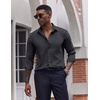 COOFANDY Men’s Dress Shirts Long Sleeve Casual Button Down Shirt Solid Regular Fit Formal Business Shirts(Black-white Geometry)