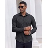 COOFANDY Men’s Dress Shirts Long Sleeve Casual Button Down Shirt Solid Regular Fit Formal Business Shirts(Black-white Geometry)