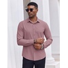 COOFANDY Men’s Dress Shirts Long Sleeve Casual Button Down Shirt Solid Regular Fit Formal Business Shirts(Lotus Pink)