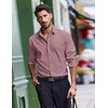 COOFANDY Men’s Dress Shirts Long Sleeve Casual Button Down Shirt Solid Regular Fit Formal Business Shirts(Lotus Pink)