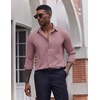 COOFANDY Men’s Dress Shirts Long Sleeve Casual Button Down Shirt Solid Regular Fit Formal Business Shirts(Lotus Pink)