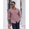 COOFANDY Men’s Dress Shirts Long Sleeve Casual Button Down Shirt Solid Regular Fit Formal Business Shirts(Lotus Pink)