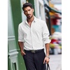 COOFANDY Men’s Dress Shirts Long Sleeve Casual Button Down Shirt Solid Regular Fit Formal Business Shirts(White-star)