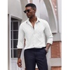 COOFANDY Men’s Dress Shirts Long Sleeve Casual Button Down Shirt Solid Regular Fit Formal Business Shirts(White-star)