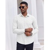 COOFANDY Men’s Dress Shirts Long Sleeve Casual Button Down Shirt Solid Regular Fit Formal Business Shirts(White-star)