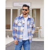 COOFANDY Mens Flannel Jacket Fleece Shacket Plaid Shirt Button Down Jackets(Blue Block)