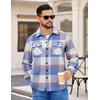 COOFANDY Mens Flannel Jacket Fleece Shacket Plaid Shirt Button Down Jackets(Blue Block)