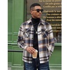 COOFANDY Mens Flannel Jacket Fleece Shacket Plaid Shirt Button Down Jackets(Brown Line)