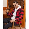 COOFANDY Mens Flannel Jacket Fleece Shacket Plaid Shirt Button Down Jackets(Buffalo Red Plaid)