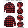 COOFANDY Mens Flannel Jacket Fleece Shacket Plaid Shirt Button Down Jackets(Buffalo Red Plaid)