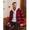 COOFANDY Mens Flannel Jacket Fleece Shacket Plaid Shirt Button Down Jackets(Buffalo Red Plaid)