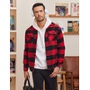 COOFANDY Mens Flannel Jacket Fleece Shacket Plaid Shirt Button Down Jackets(Buffalo Red Plaid)
