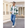 COOFANDY Mens Flannel Jacket Fleece Shacket Plaid Shirt Button Down Jackets(Green Block)