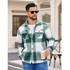 COOFANDY Mens Flannel Jacket Fleece Shacket Plaid Shirt Button Down Jackets(Green Block)