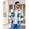 COOFANDY Mens Flannel Jacket Fleece Shacket Plaid Shirt Button Down Jackets(Green Block)