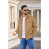 COOFANDY Mens Flannel Jacket Fleece Shacket Plaid Shirt Button Down Jackets(Khaki)