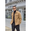 COOFANDY Mens Flannel Jacket Fleece Shacket Plaid Shirt Button Down Jackets(Khaki)