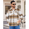 COOFANDY Mens Flannel Jacket Fleece Shacket Plaid Shirt Button Down Jackets(Khaki Block)