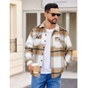 COOFANDY Mens Flannel Jacket Fleece Shacket Plaid Shirt Button Down Jackets(Khaki Block)