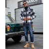COOFANDY Mens Flannel Jacket Fleece Shacket Plaid Shirt Button Down Jackets(Navy Block)