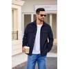 COOFANDY Mens Flannel Jacket Fleece Shacket Plaid Shirt Button Down Jackets(Navy Blue)