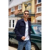 COOFANDY Mens Flannel Jacket Fleece Shacket Plaid Shirt Button Down Jackets(Navy Blue)