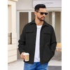 COOFANDY Mens Flannel Jacket Fleece Shacket Plaid Shirt Button Down Jackets(Pure Black)