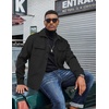 COOFANDY Mens Flannel Jacket Fleece Shacket Plaid Shirt Button Down Jackets(Pure Black)