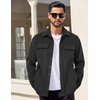 COOFANDY Mens Flannel Jacket Fleece Shacket Plaid Shirt Button Down Jackets(Pure Black)