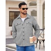 COOFANDY Mens Flannel Jacket Fleece Shacket Plaid Shirt Button Down Jackets(Pure Grey)