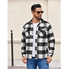 COOFANDY Mens Flannel Jacket Fleece Shacket Plaid Shirt Button Down Jackets(White Black Plaid)