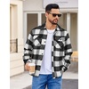 COOFANDY Mens Flannel Jacket Fleece Shacket Plaid Shirt Button Down Jackets(White Black Plaid)