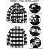 COOFANDY Mens Flannel Jacket Fleece Shacket Plaid Shirt Button Down Jackets(White Black Plaid)