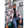 COOFANDY Mens Flannel Jacket Fleece Shacket Plaid Shirt Button Down Jackets(Wine Red Block)