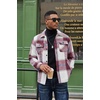 COOFANDY Mens Flannel Jacket Fleece Shacket Plaid Shirt Button Down Jackets(Wine Red Block)