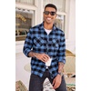 COOFANDY Men’s Flannel Plaid Shirts Long Sleeve Casual Button Down Shirt with Pockets(Light Blue)
