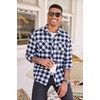 COOFANDY Men’s Flannel Plaid Shirts Long Sleeve Casual Button Down Shirt with Pockets(Navy Blue White)