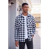 COOFANDY Men’s Flannel Plaid Shirts Long Sleeve Casual Button Down Shirt with Pockets(Navy Blue White)