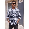 COOFANDY Men’s Flannel Plaid Shirts Long Sleeve Casual Button Down Shirt with Pockets(Navy Blue White)