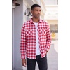 COOFANDY Men’s Flannel Plaid Shirts Long Sleeve Casual Button Down Shirt with Pockets(Red White)